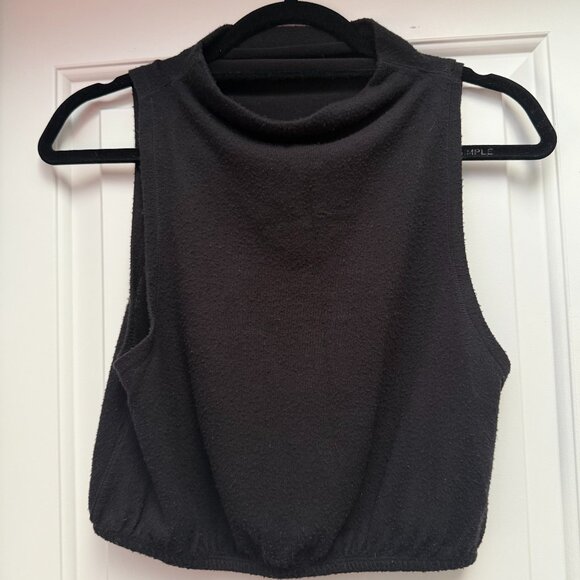 Alo Black Cowl Neck Crop (S) - Picture 1 of 2